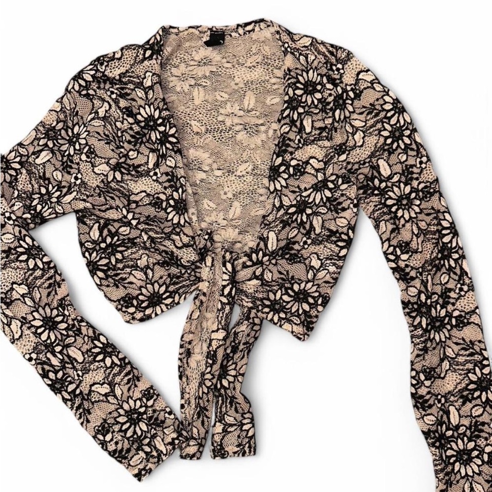 Floral Lace Tie-Front Top